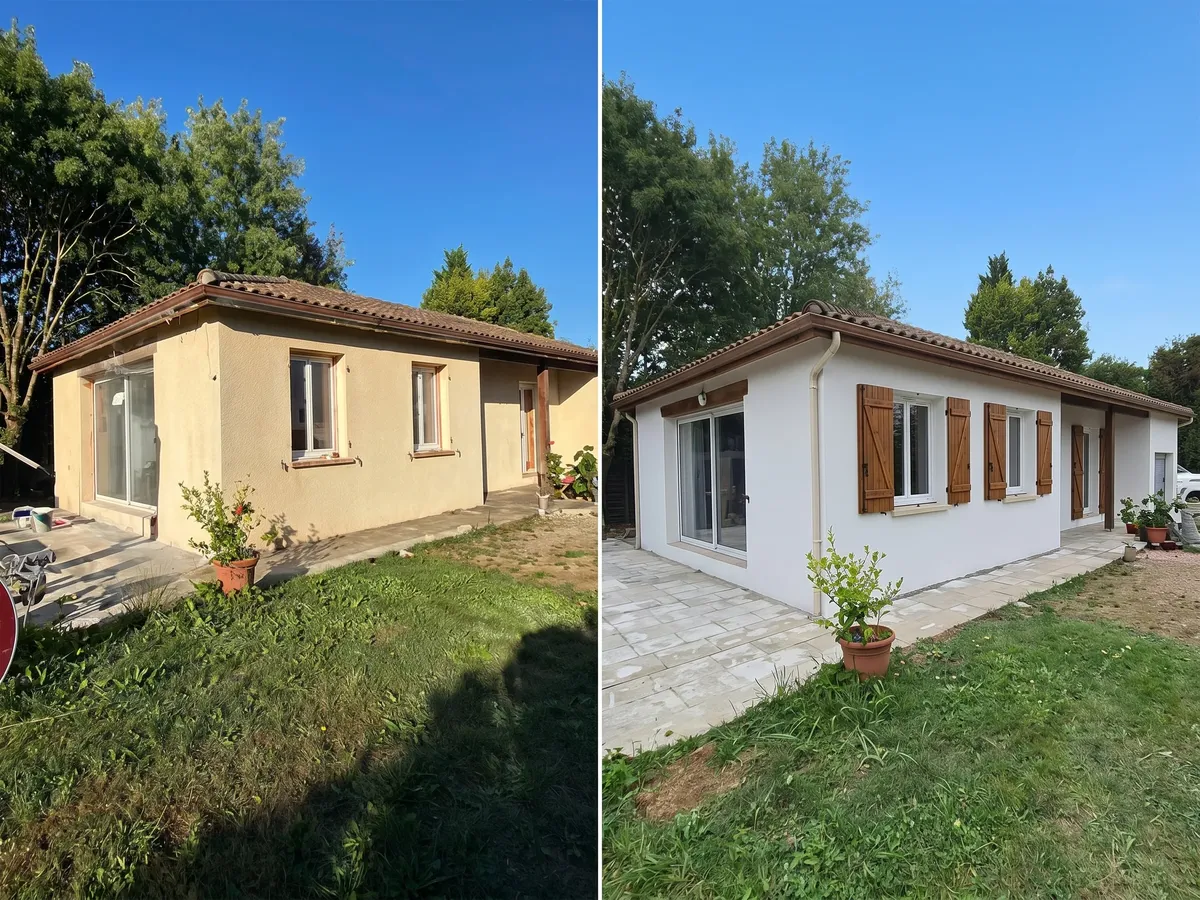 Ravalement de façade avant après à Montauban — maison pavillonnaire