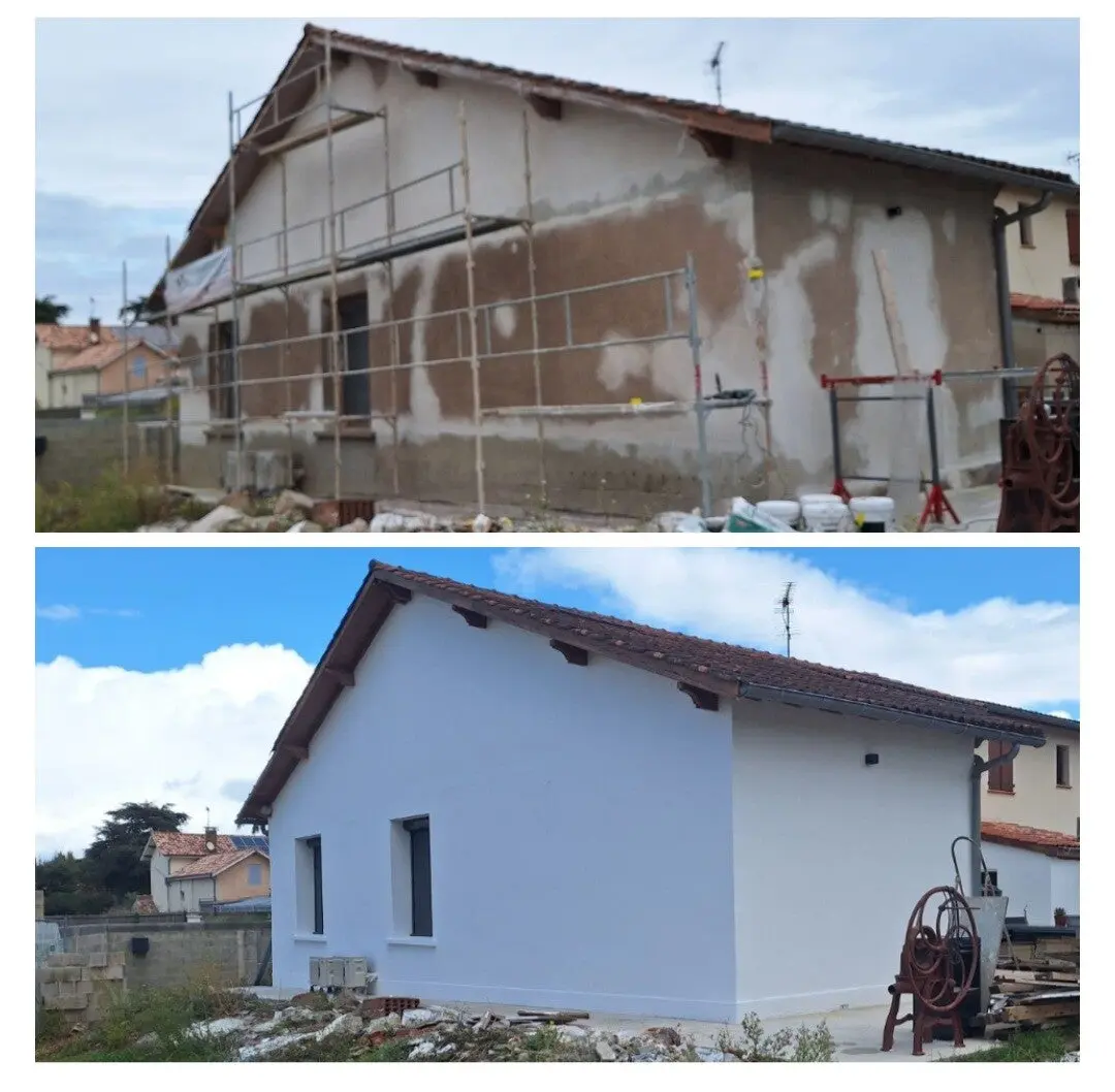 Chantier de ravalement de façade réalisé par Johan Lenestour