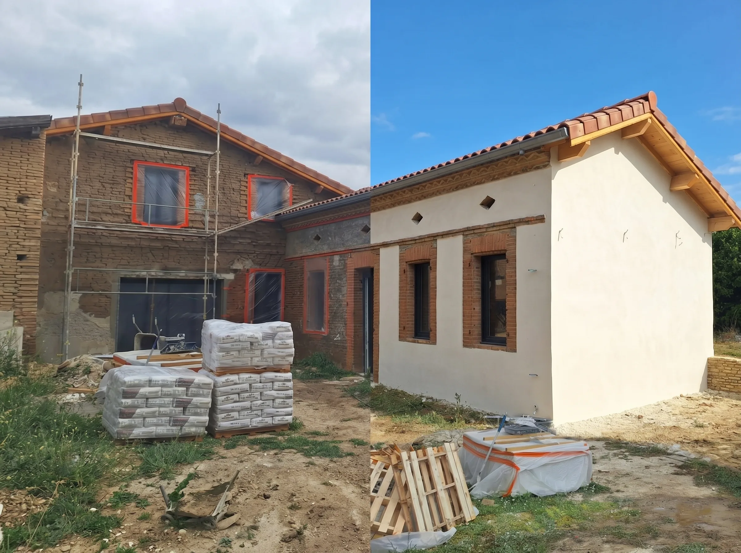Façade de maison rénovée par Lenestour Rénovation à Montauban